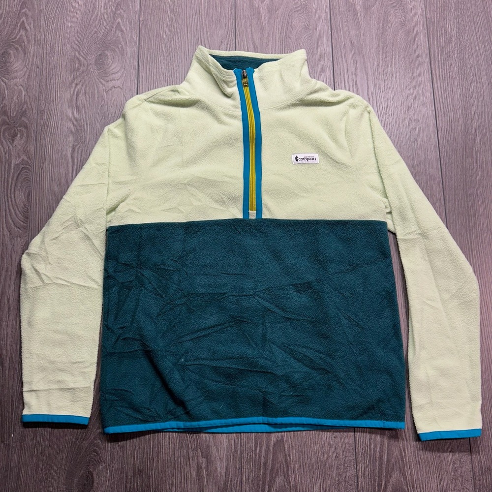 Cotopaxi Teca Fleece Pullover Mens Medium Green Teal Colorblock Quarter Zip